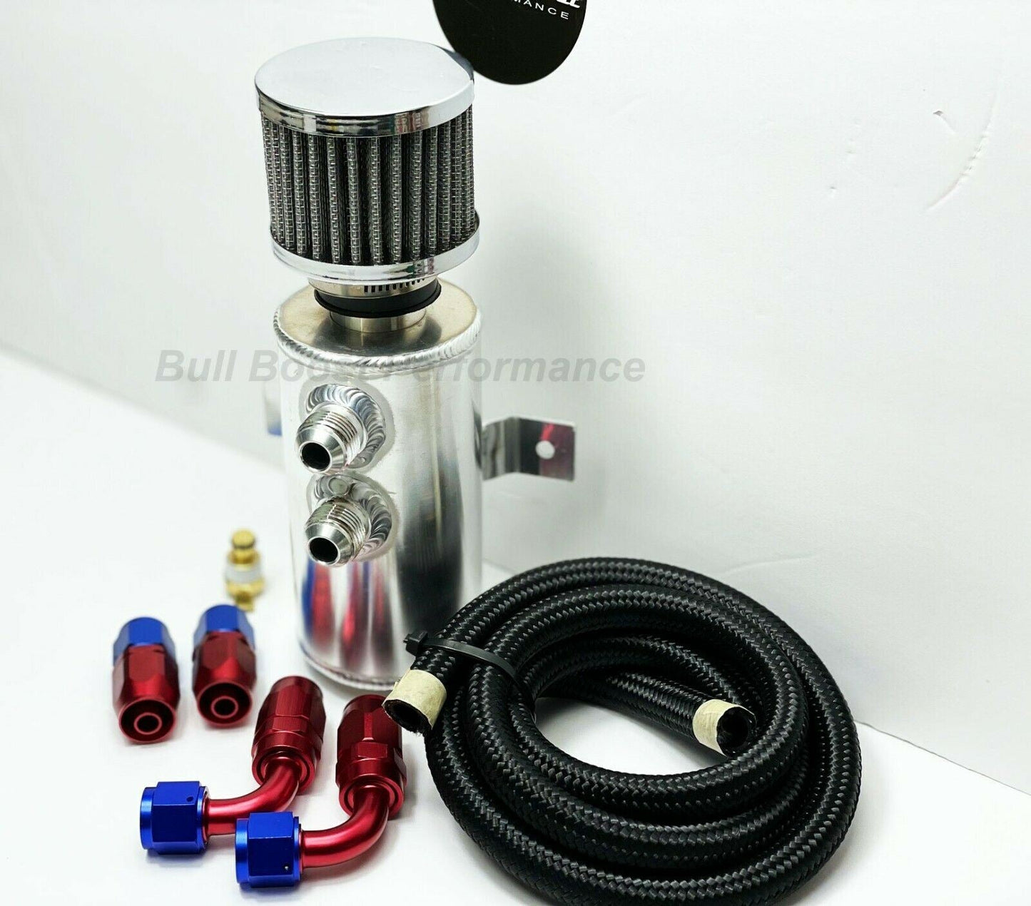 AN10 Universal Filtered Performance Oil Catch Can  2 Port -10AN SILVER