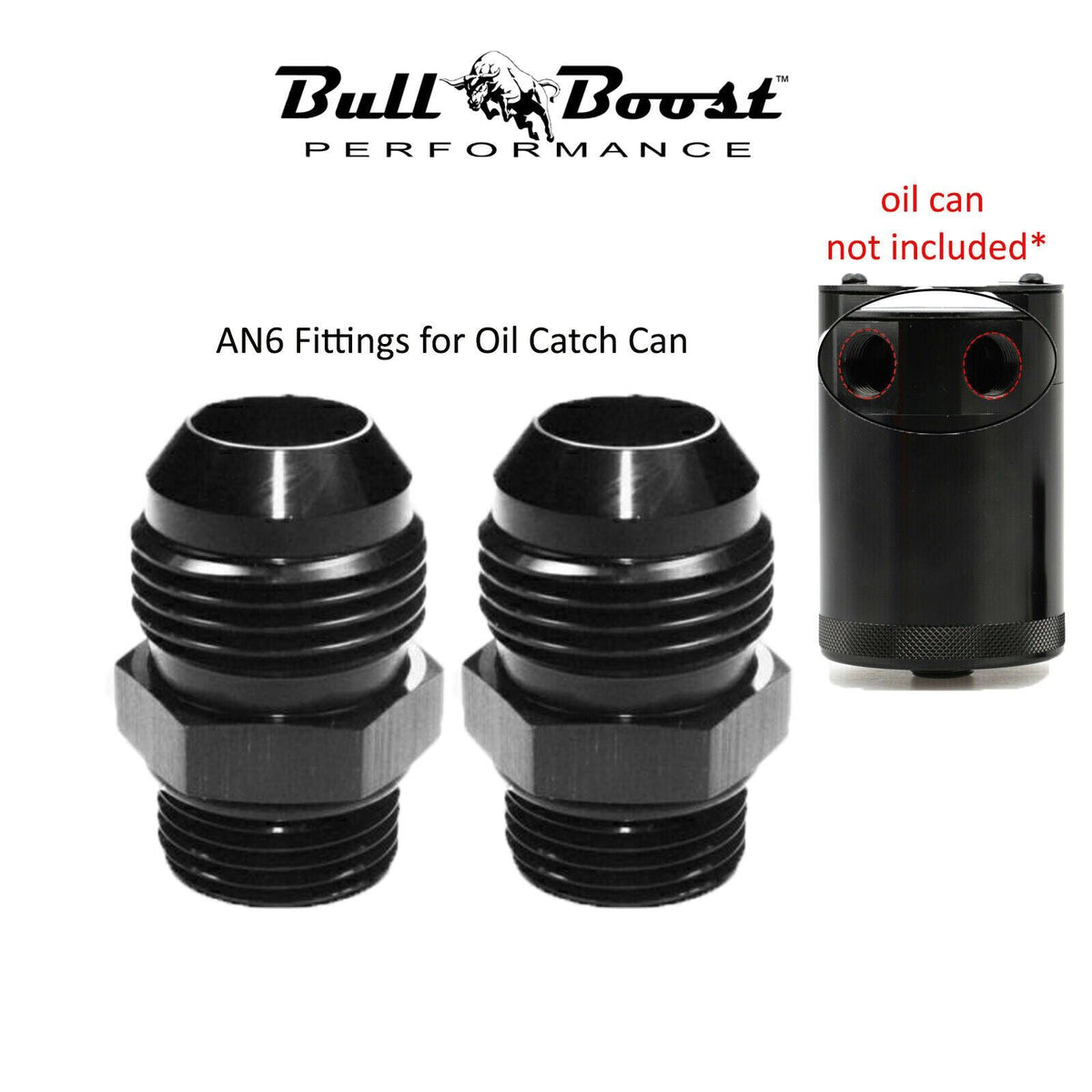 Bull Boost Performance Aluminum Fitting For Oil Catch Can Reservoir Tank Racing 2-Port Barb 6AN -AN6