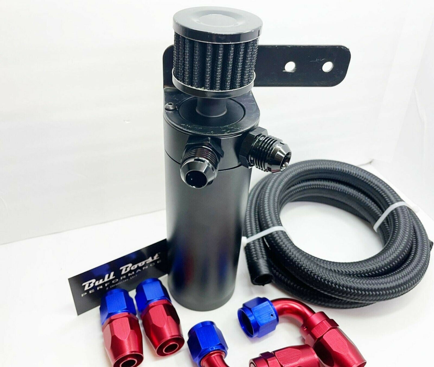 Universal Performance 7.5 oz Oil Catch Can 2 Port -8AN + Mounting Bracket Kit