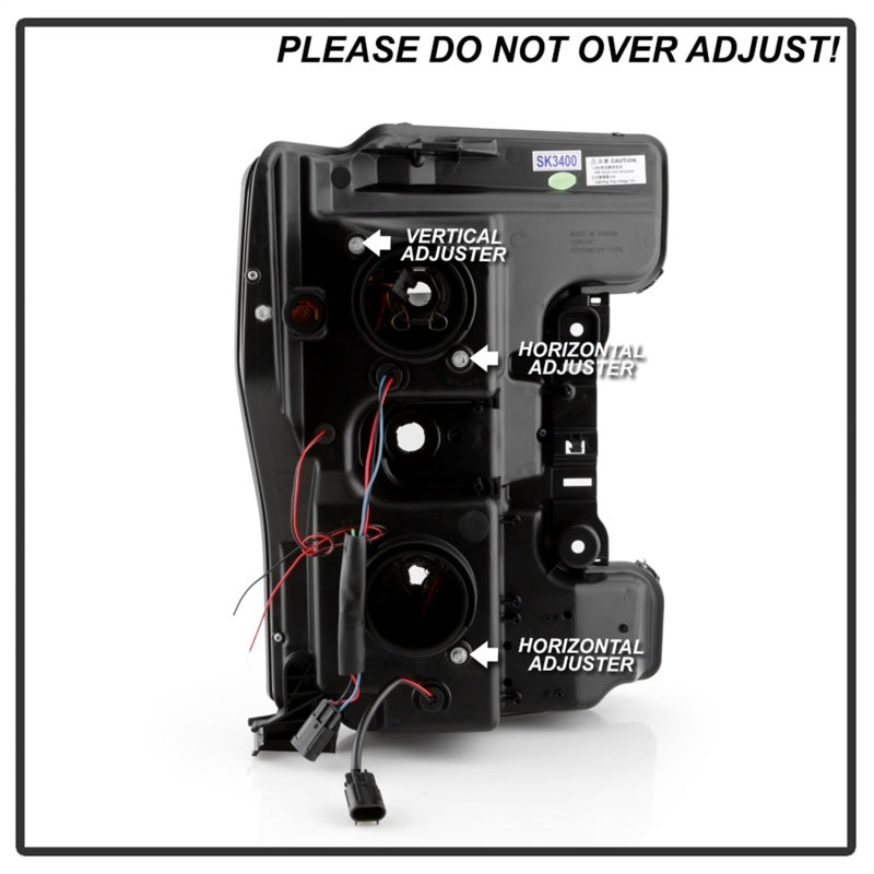 FR SPORT Spyder 17-18 Ford F250/F350/F450 Halogen Model Only -White Light Bar- Black-...