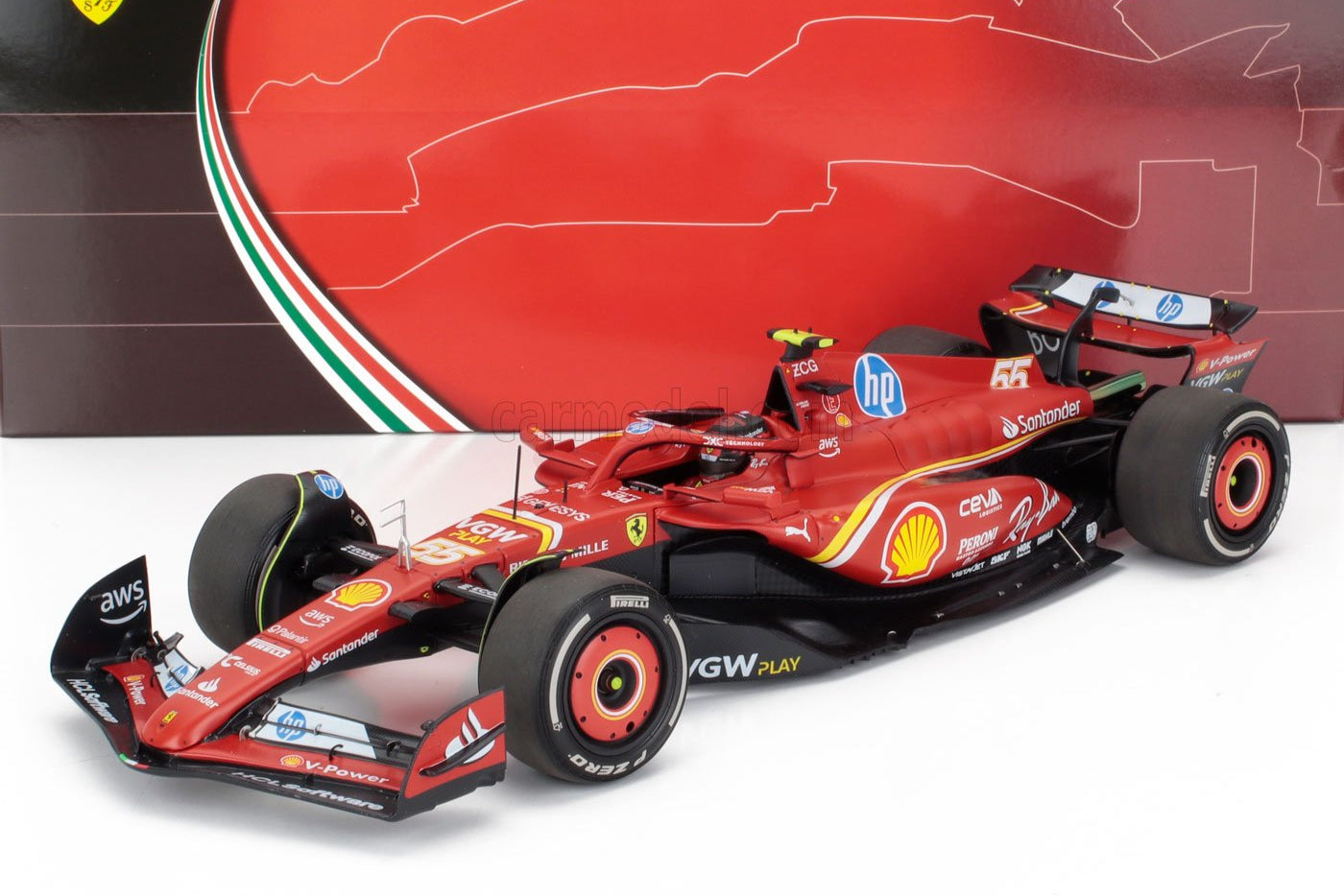BBR Ferrari F1 SF-24 Team Scuderia #55 3rd Monaco GP 2024 (Sainz) Red 1:18