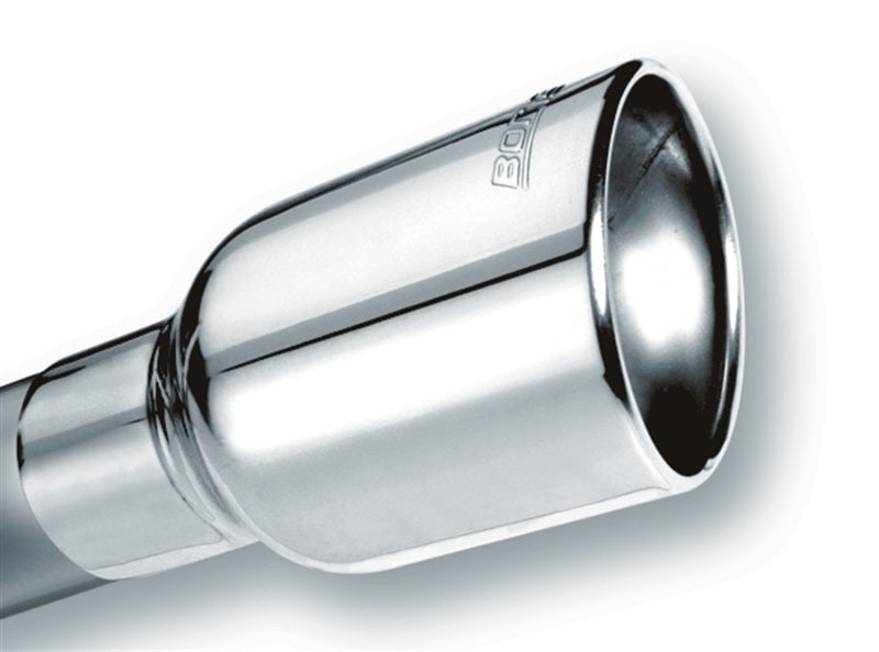 Borla Universal Polished Tip Single Oval Rolled Angle-Cut w/Clamp (inlet 2 1/2in. Outlet 4 1/4 x 3 1 20155