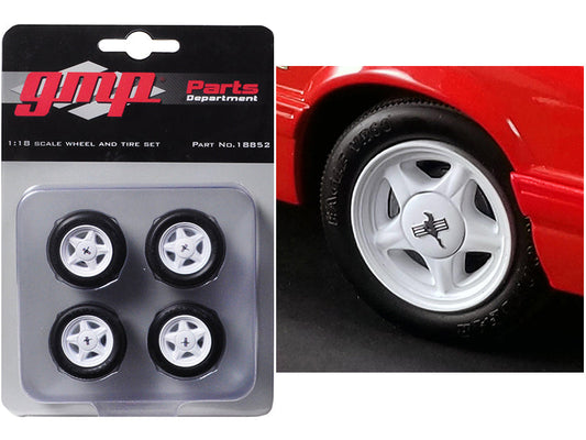 Rapid Vehicles Pony Wheels and Tires Set of 4 pieces from "1992 Ford Mustang LX" 1/18 by GMP -...