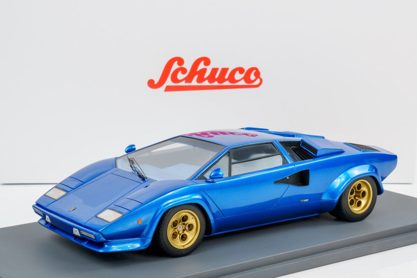 Schuco 1979 Lamborghini Countach LP400S Blue w/ Gold Wheels 1:18
