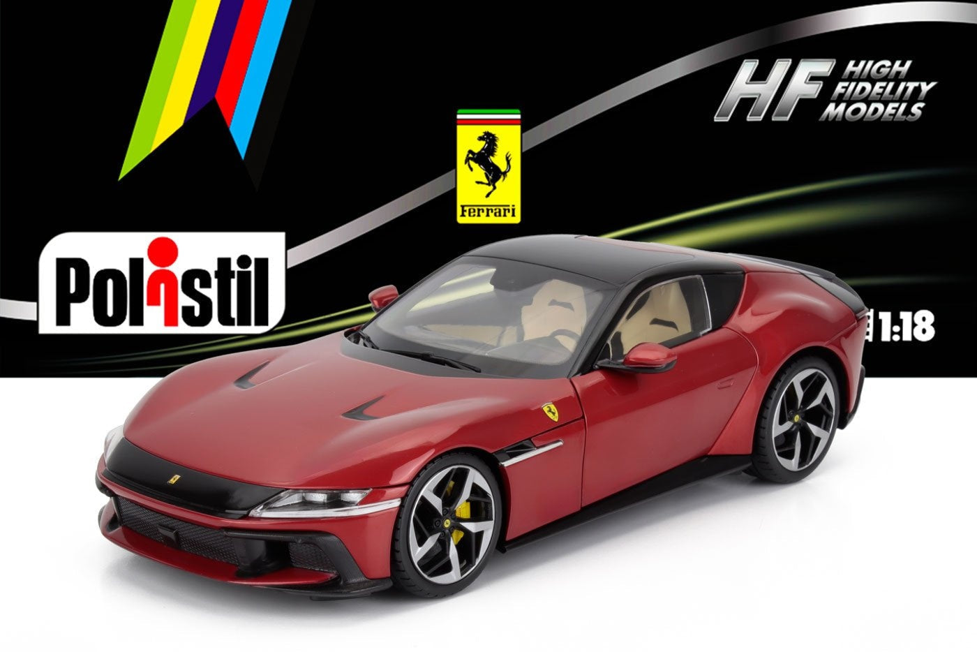 Polistil 2024 Ferrari 12Cilindri Rosso Imola (Red Metallic) High Fidelity 1:18