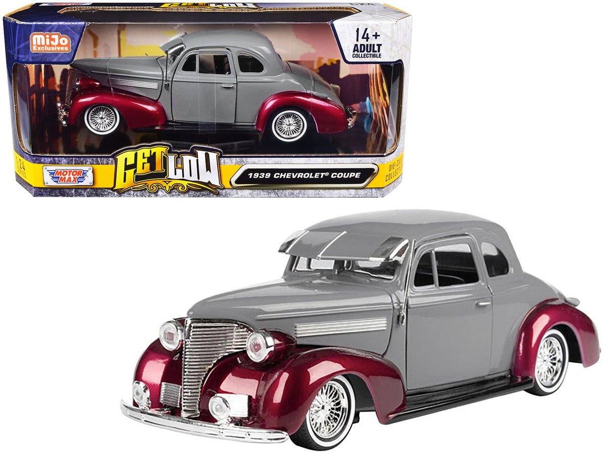 Rapid Vehicles 1939 Chevrolet Coupe Lowrider Gray and Red Metallic "Get Low" Series 1/24 Diecast...