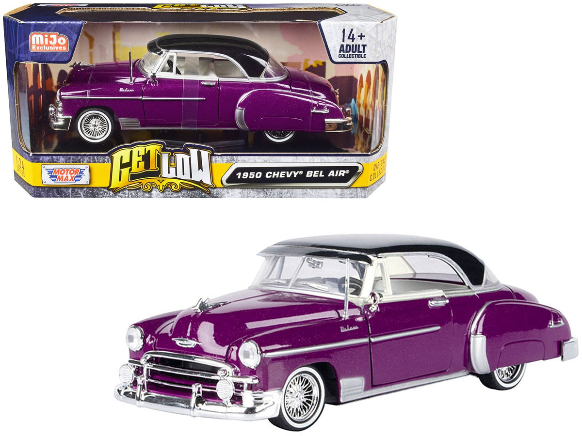 Rapid Vehicles 1950 Chevrolet Bel Air Lowrider Purple Metallic with Black Top and White Interior...