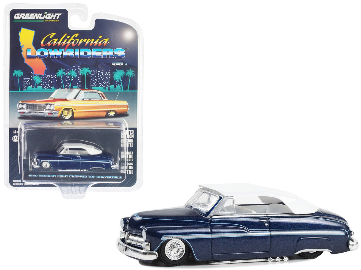 Rapid Vehicles 1950 Mercury Eight Chopped Top Convertible Lowrider Dark Blue Metallic with Light...