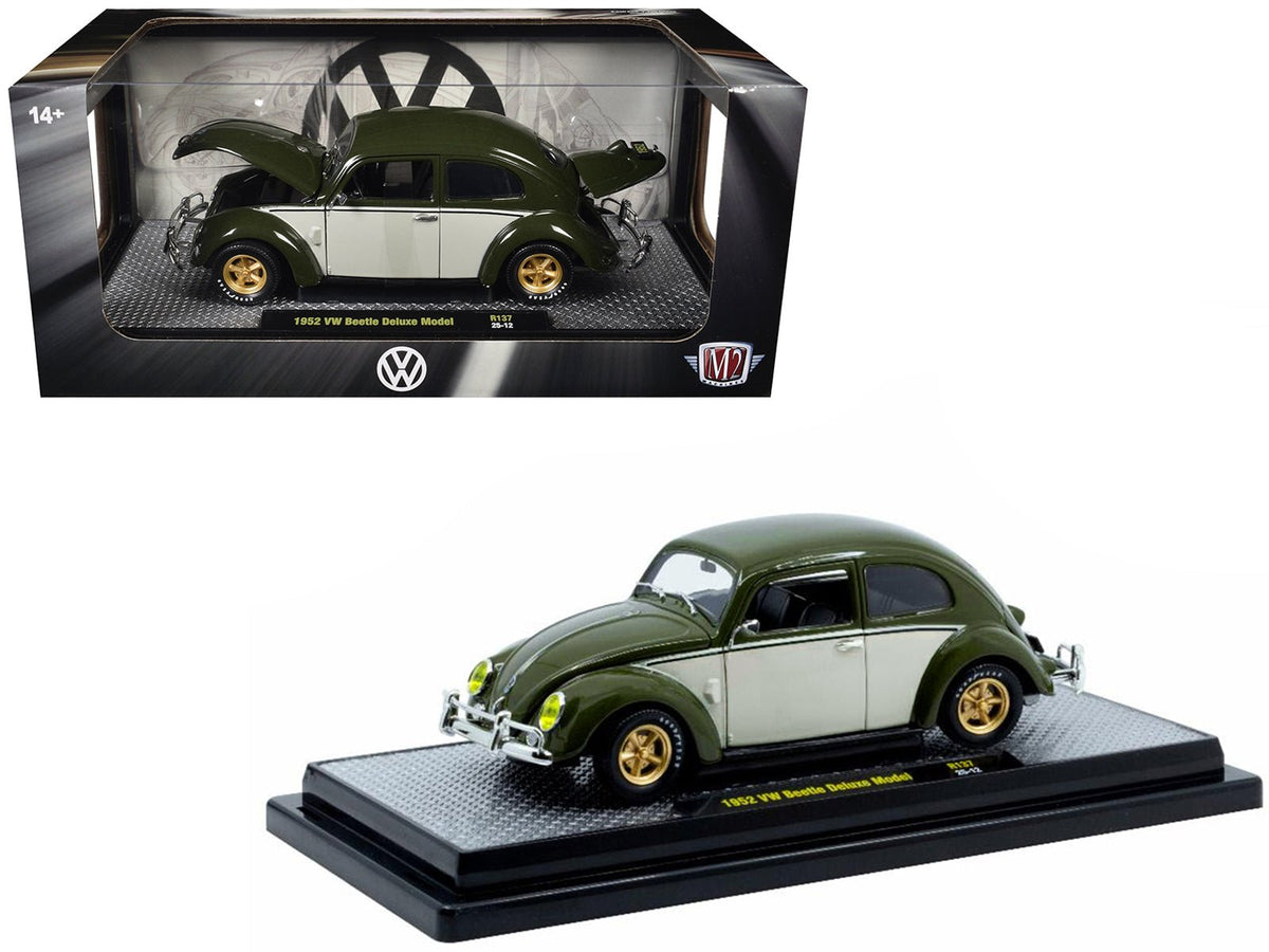 Rapid Vehicles 1952 Volkswagen Beetle Deluxe Model Dark Green with Beige Sides Limited Edition to...