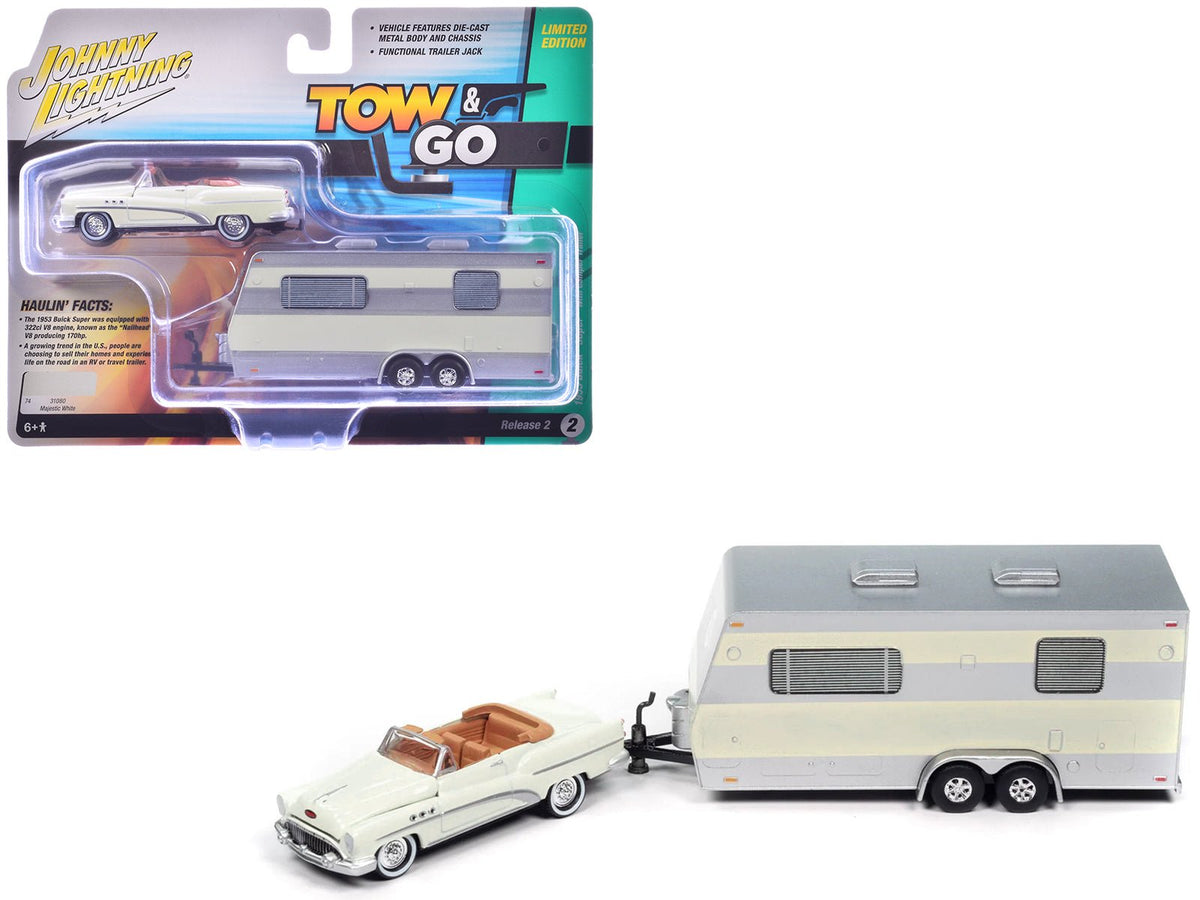 Rapid Vehicles 1953 Buick Super Cream with Travel Trailer Limited Edition "Tow & Go" Series 1/64...