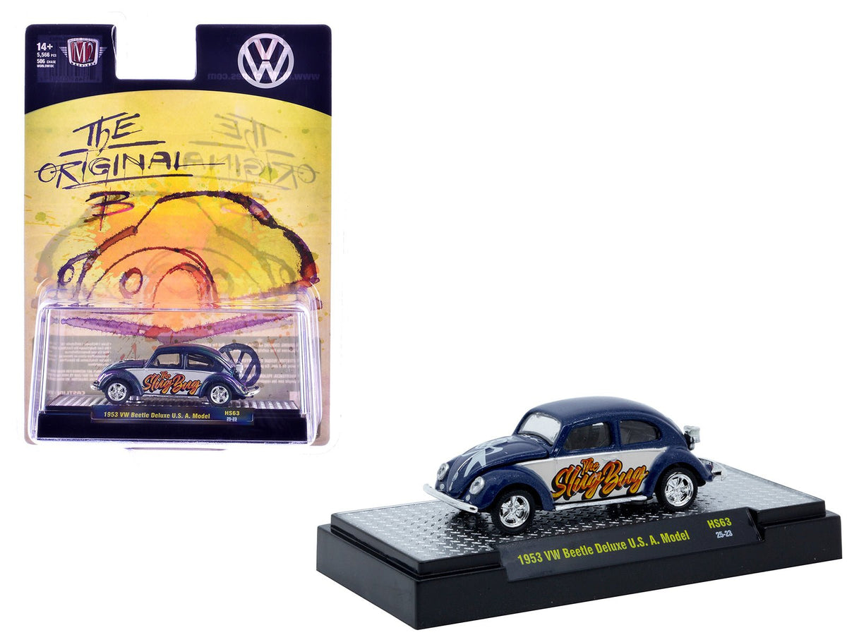 Rapid Vehicles 1953 Volkswagen Beetle Deluxe USA Model "The Slug Bug" Blue Metallic with White...