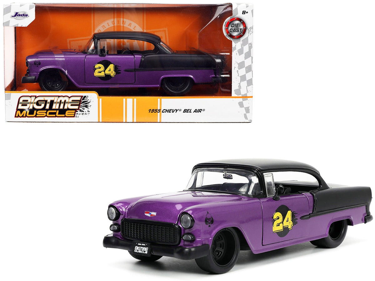 Rapid Vehicles 1955 Chevrolet Bel Air #24 Purple Metallic and Matt Black "Bigtime Muscle" Series...
