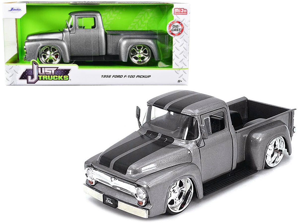 Rapid Vehicles 1956 Ford F-100 Pickup Truck Gray Metallic with Black Stripes "Just Trucks" Series...