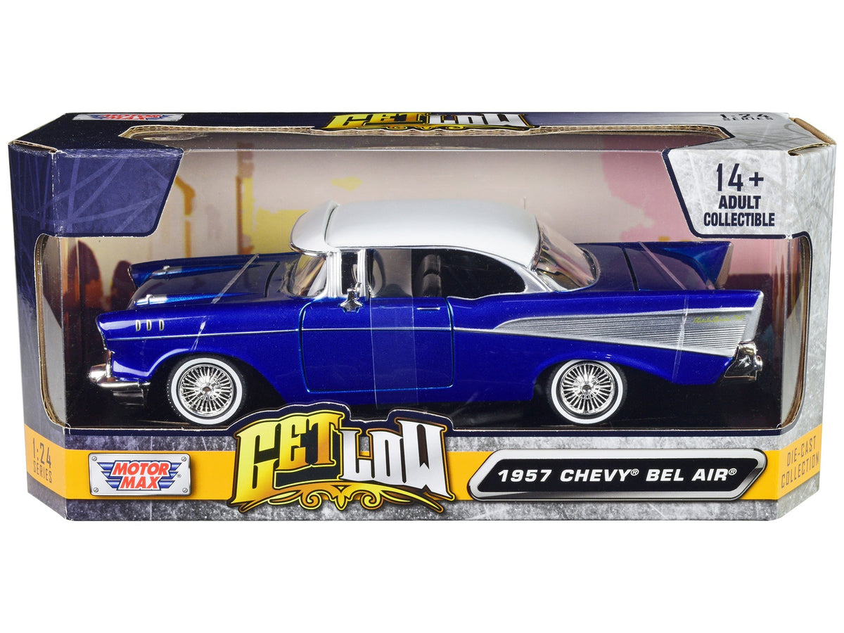 Rapid Vehicles 1957 Chevrolet Bel Air Lowrider Candy Blue with White Top "Get Low" Series 1/24...