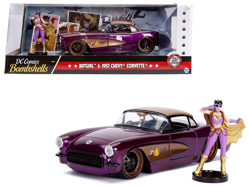 Rapid Vehicles 1957 Chevrolet Corvette Purple with Batgirl Diecast Figurine "DC Comics...