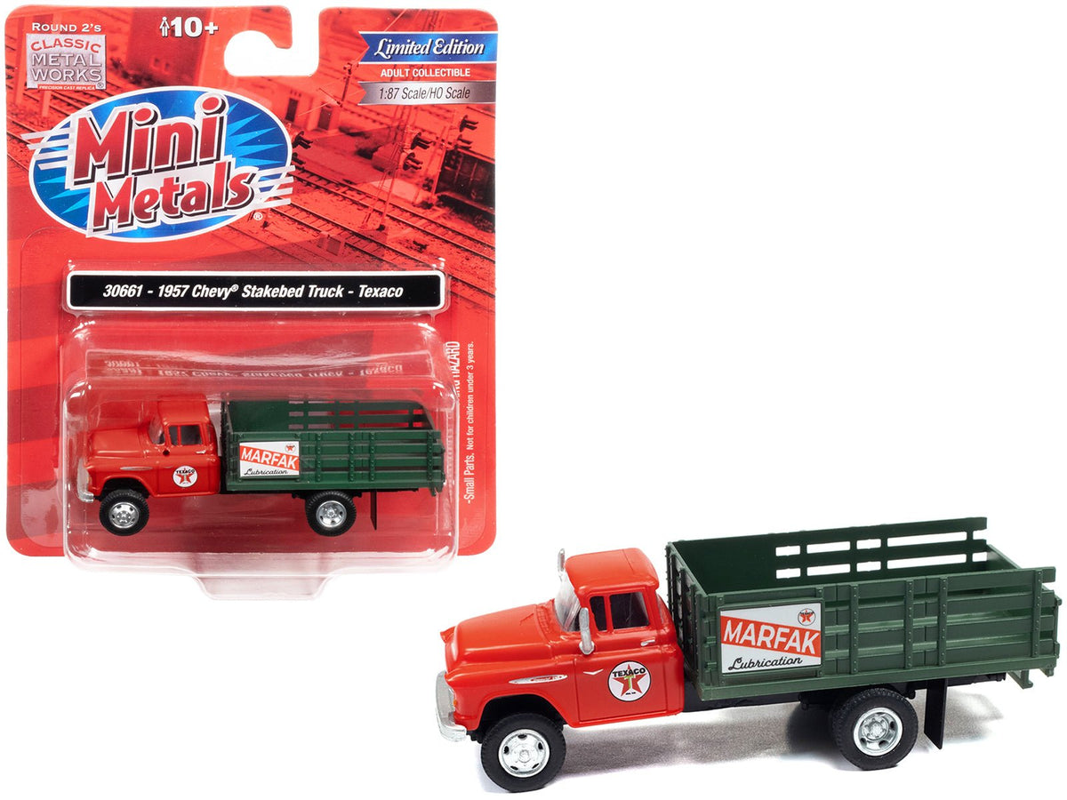 Rapid Vehicles 1957 Chevrolet Stakebed Truck Red "Texaco - Marfak Lubrication" 1/87 (HO) Scale...