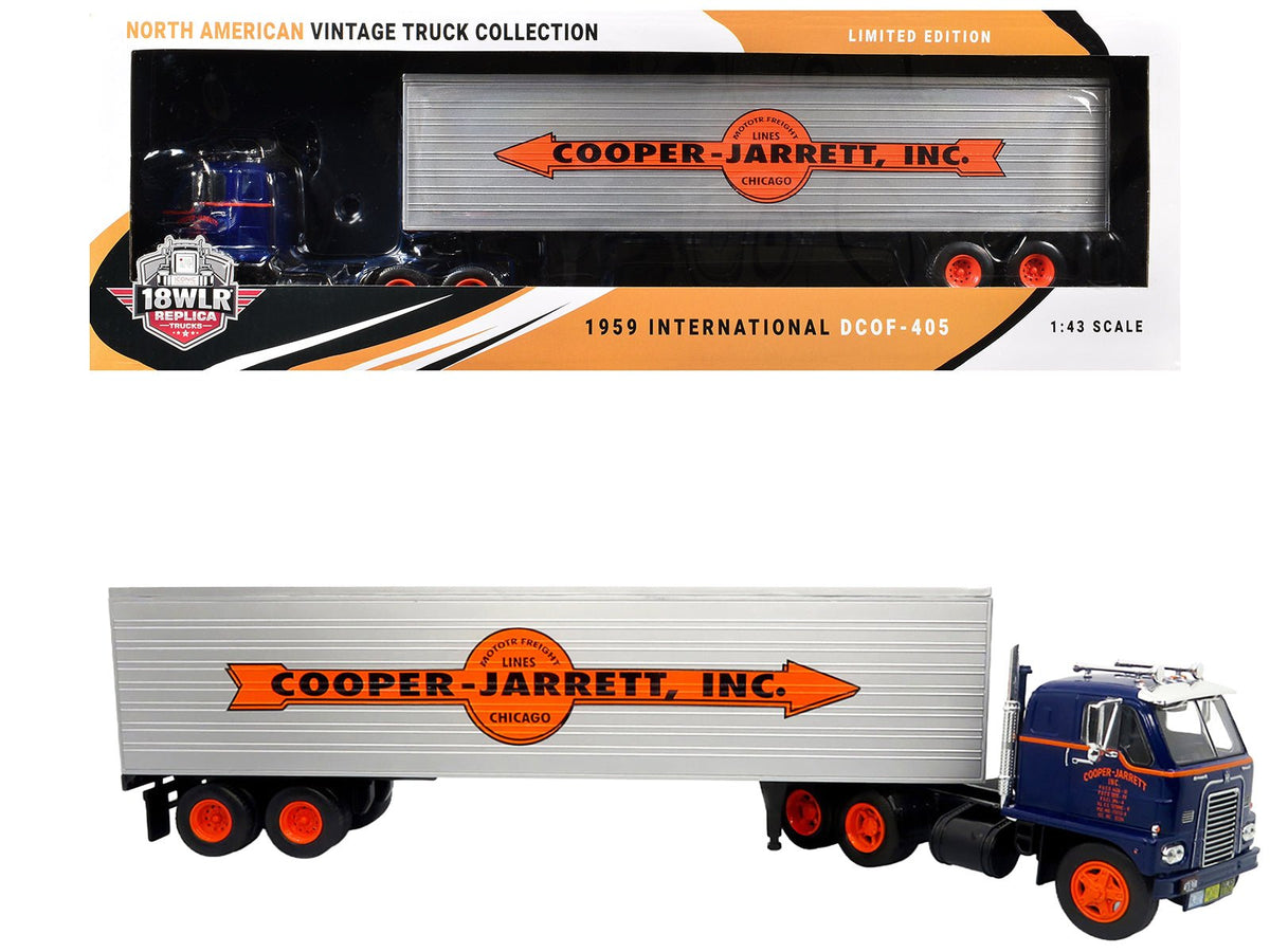 Rapid Vehicles 1959 International DCOF-405 Truck with Box Trailer "Cooper Jarrett Inc." Dark Blue...