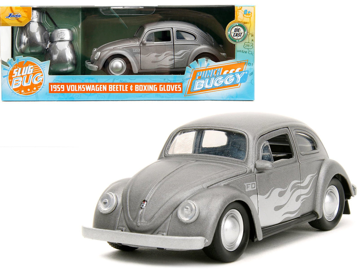 Rapid Vehicles 1959 Volkswagen Beetle Gray Metallic with Silver Flames and Boxing Gloves...
