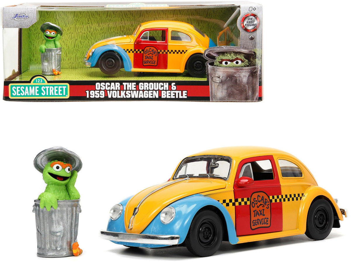 Rapid Vehicles 1959 Volkswagen Beetle Taxi Yellow and Blue "Oscar's Taxi Service" and Oscar the...