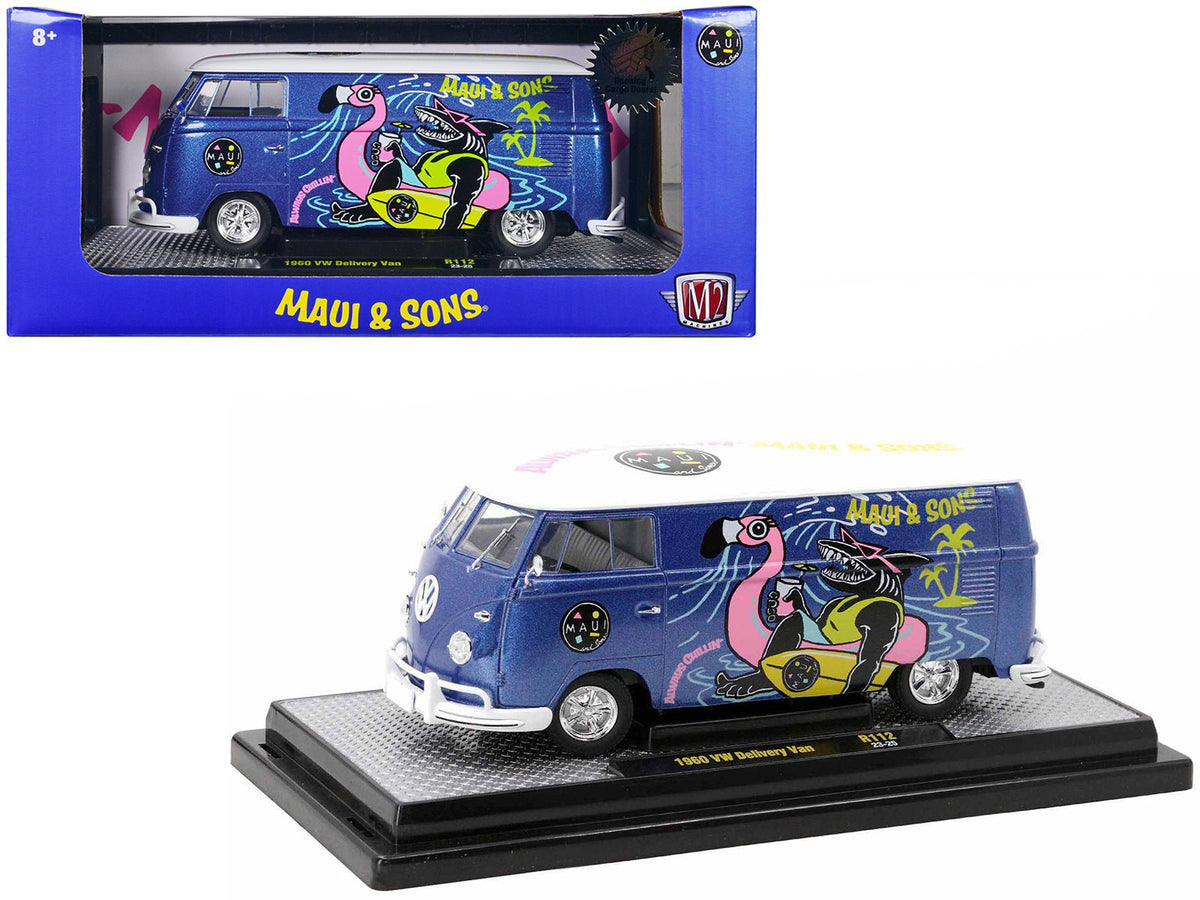 Rapid Vehicles 1960 Volkswagen Delivery Van Blue Metallic with White Top "Maui and Sons" Limited...