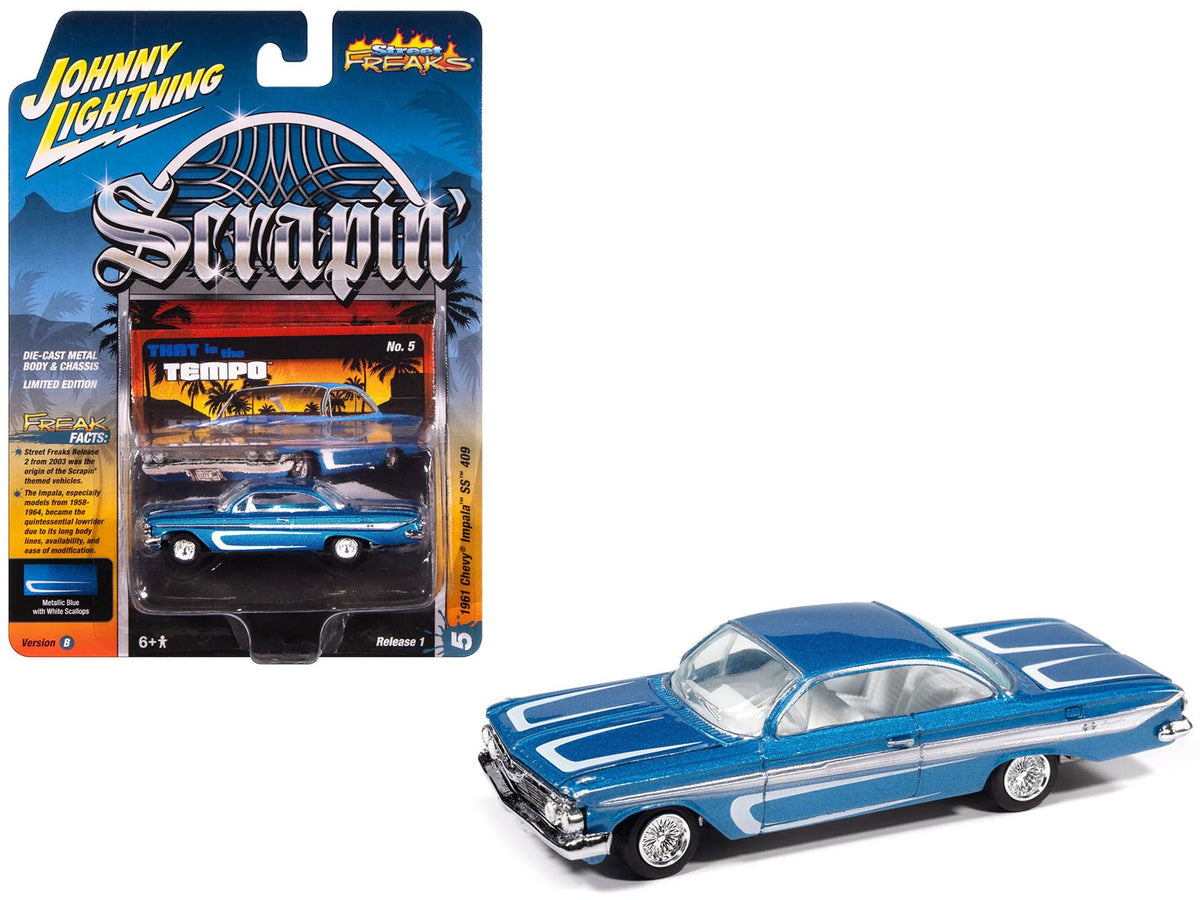 Rapid Vehicles 1961 Chevrolet Impala SS 409 Blue Metallic with White Stripes and Interior...