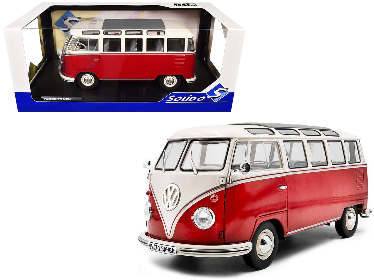 Rapid Vehicles 1962 Volkswagen T1 Samba Bus Red and White 1/18 Diecast Model Car by Solido  free...