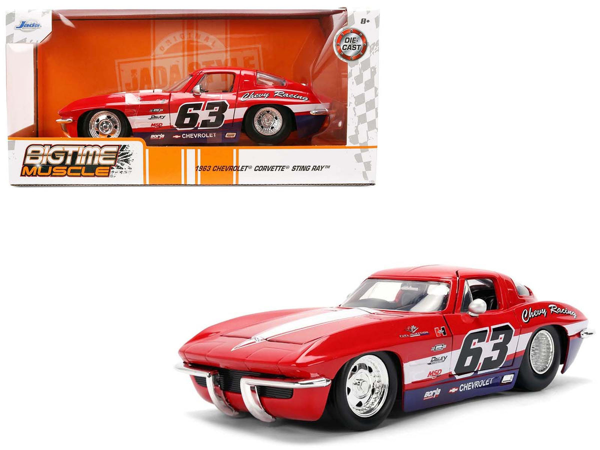 Rapid Vehicles 1963 Chevrolet Corvette Stingray #63 "Chevy Racing" Red with White and Blue...