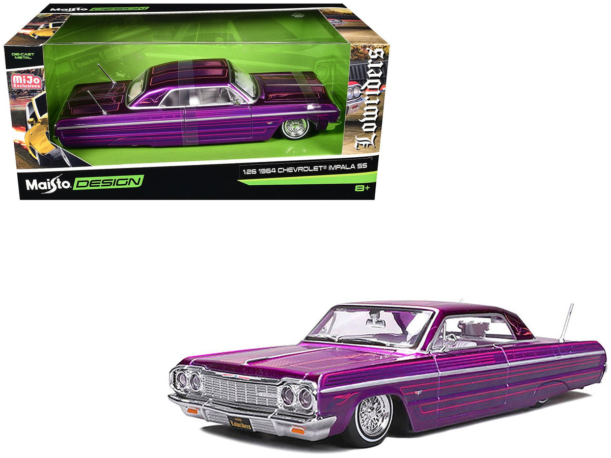 Rapid Vehicles 1964 Chevrolet Impala SS Lowrider Candy Purple with Graphics and White Interior...