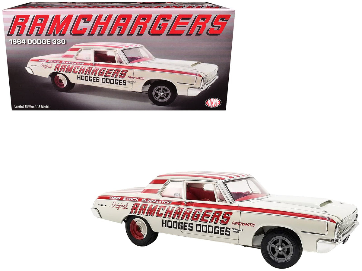 Rapid Vehicles 1964 Dodge 330 "Ramchargers" White with Red Graphics and Stripes Limited Edition...