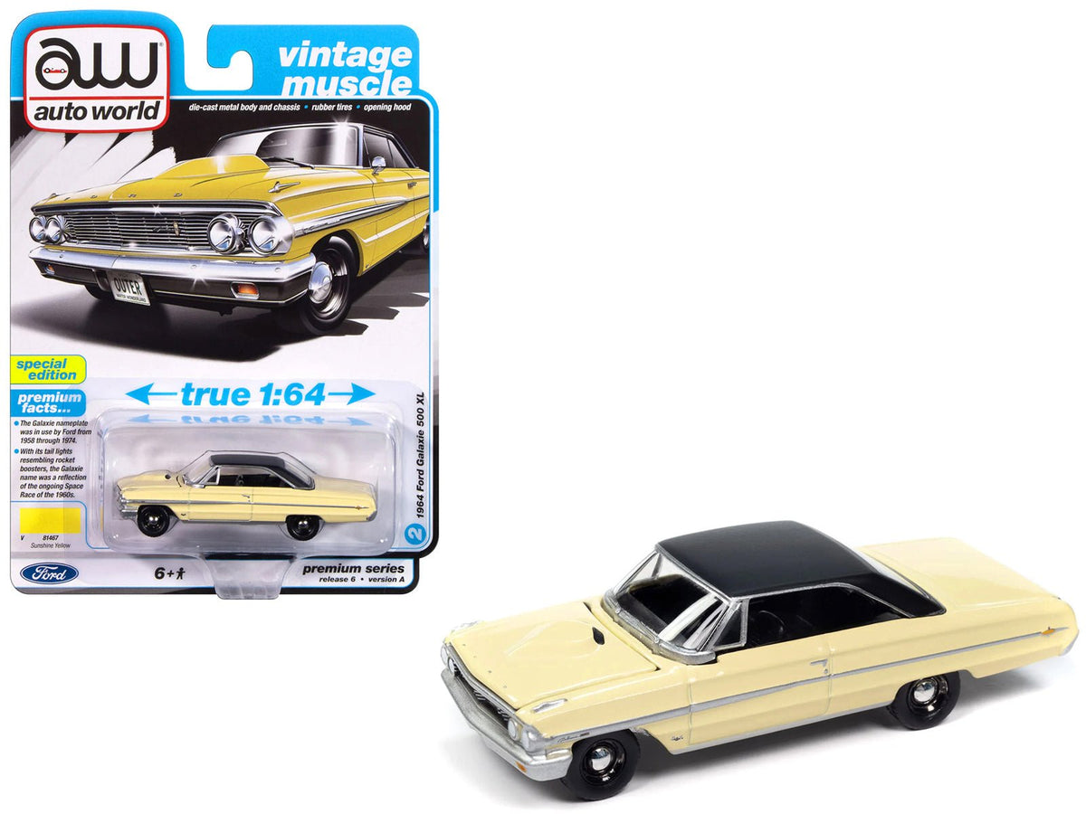 Rapid Vehicles 1964 Ford Galaxie 500 XL Sunshine Yellow with Black Top "Vintage Muscle" Series...