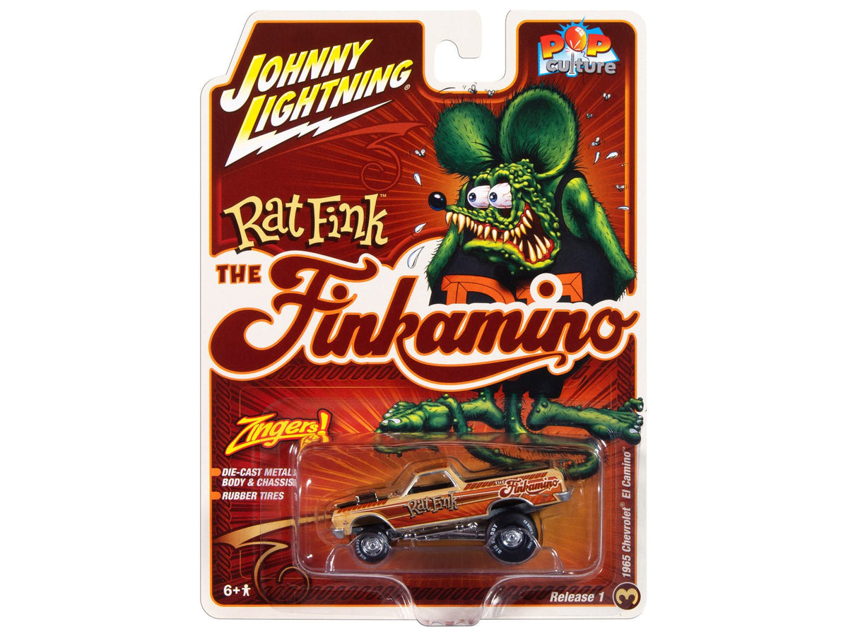 Rapid Vehicles 1965 Chevrolet El Camino Zinger "Finkamino" Beige with Graphics "Rat Fink" "Pop...