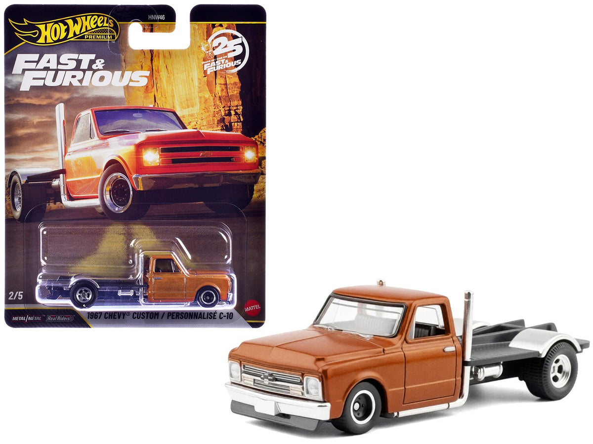 Rapid Vehicles 1967 Chevrolet C-10 Custom Bedless Truck Orange Metallic "Furious 7" (2015) Movie...