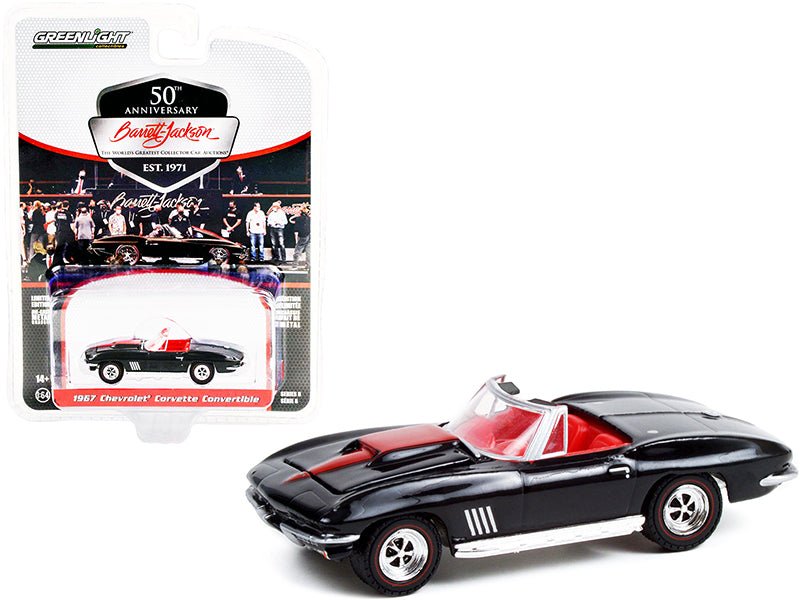 Rapid Vehicles 1967 Chevrolet Corvette Convertible Black with Red Stripe and Red Interior (Lot...
