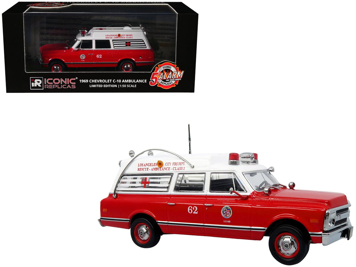 Rapid Vehicles 1969 Chevrolet C-10 Ambulance "Los Angeles City Fire Department" Red and White "5...