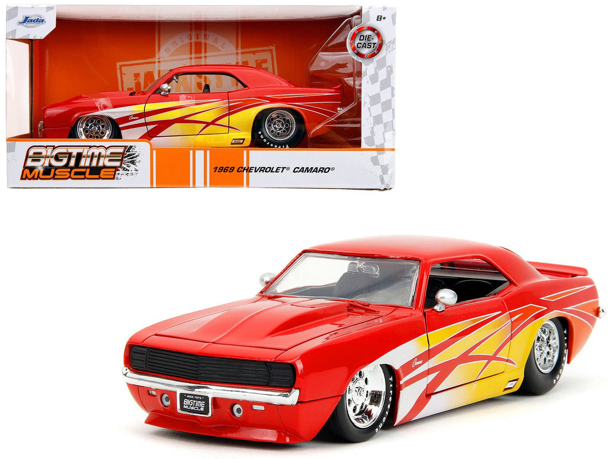 Rapid Vehicles 1969 Chevrolet Camaro Red with Graphics "BigTime Muscle" Series 1/24 Diecast Model...