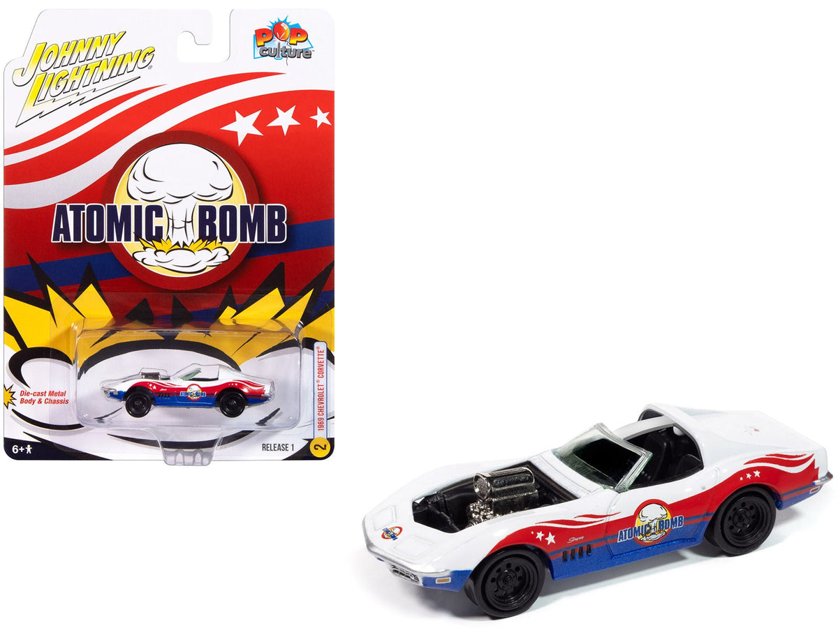 Rapid Vehicles 1969 Chevrolet Corvette "Atomic Bomb" White with Red and Blue Graphics "Stuntman...