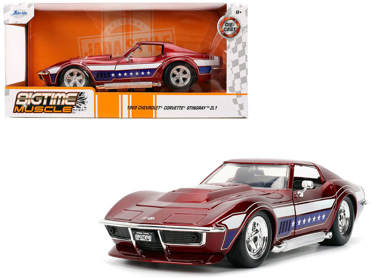 Rapid Vehicles 1969 Chevrolet Corvette Stingray ZL1 Red Metallic with Stars and Stripes Graphics...