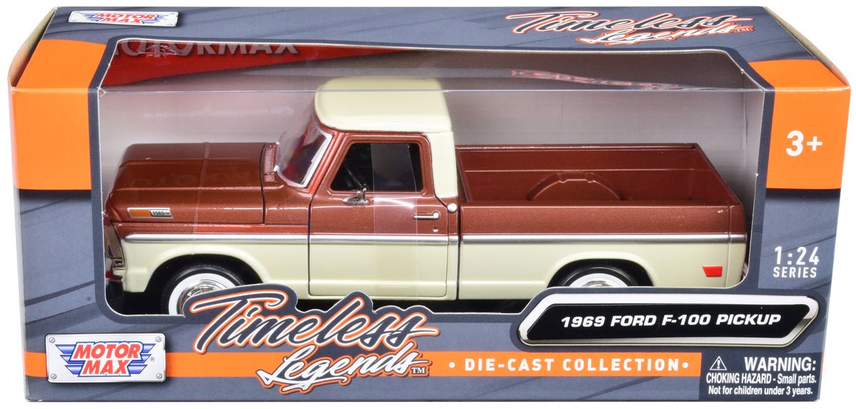 Rapid Vehicles 1969 Ford F-100 Pickup Truck Brown Metallic and Cream "Timeless Legends" 1/24...