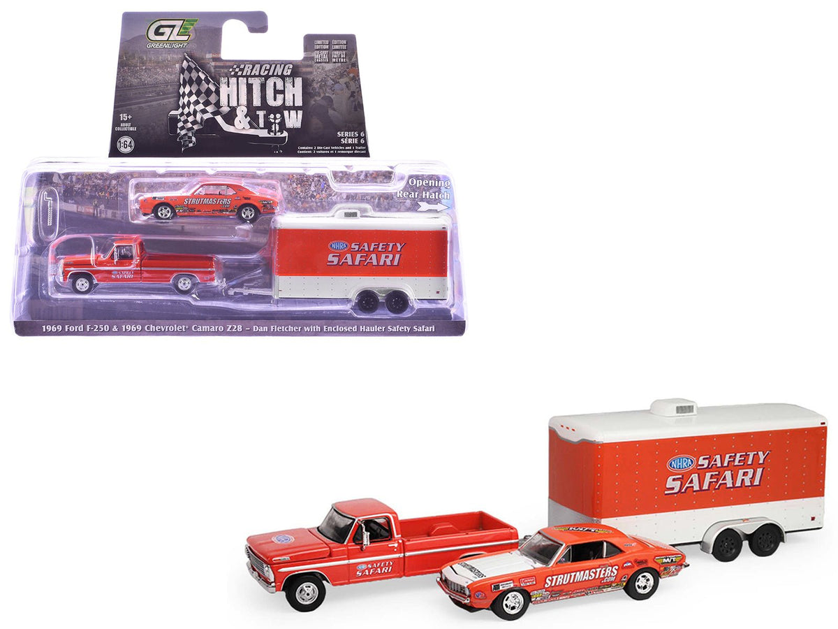 Rapid Vehicles 1969 Ford F-250 Pickup Truck Red and 1969 Chevrolet Camaro Z28 "Dan Fletcher"...