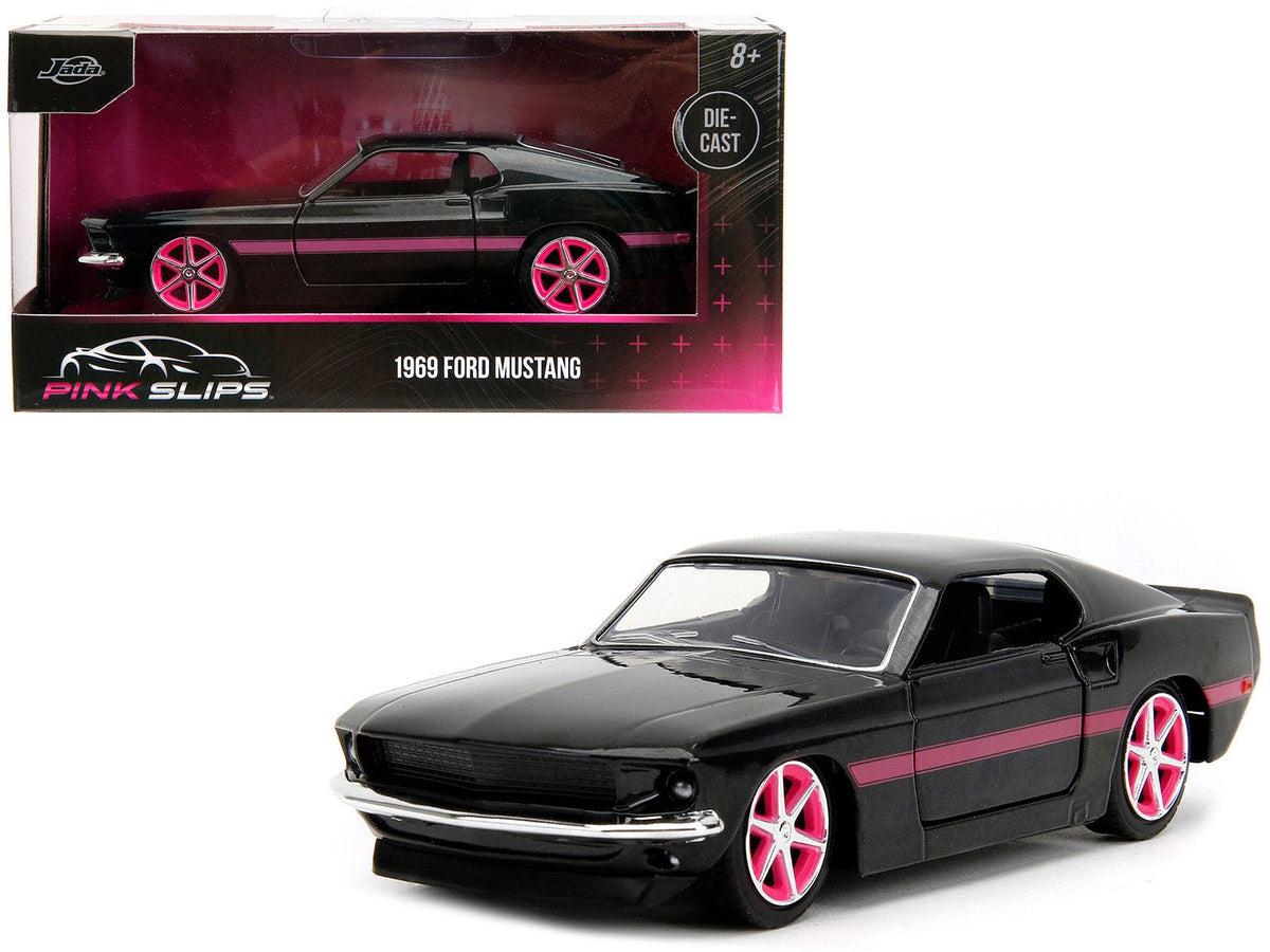 Rapid Vehicles 1969 Ford Mustang Black Metallic with Pink Stripes and Wheels "Pink Slips" Series...