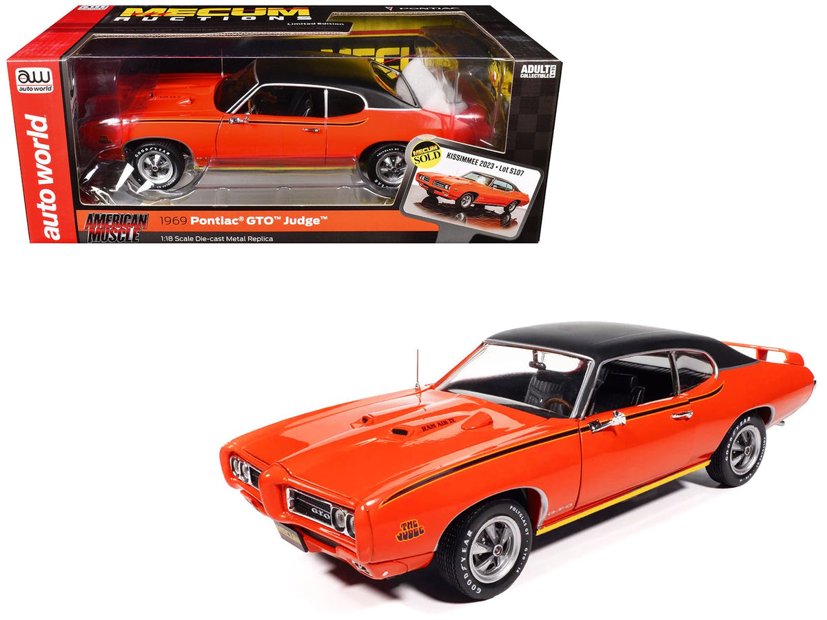 Rapid Vehicles 1969 Pontiac GTO Judge Carousel Red with Black Stripes and Black Vinyl Top "Mecum...