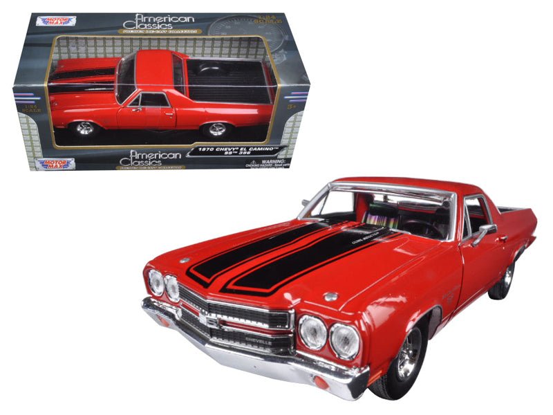 Rapid Vehicles 1970 Chevrolet El Camino SS 396 Red with Black Stripes 1/24 Diecast Model Car by...