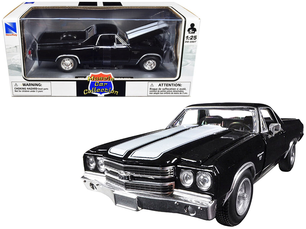 Rapid Vehicles 1970 Chevrolet El Camino SS Black with White Stripes "Muscle Car Collection" 1/25...