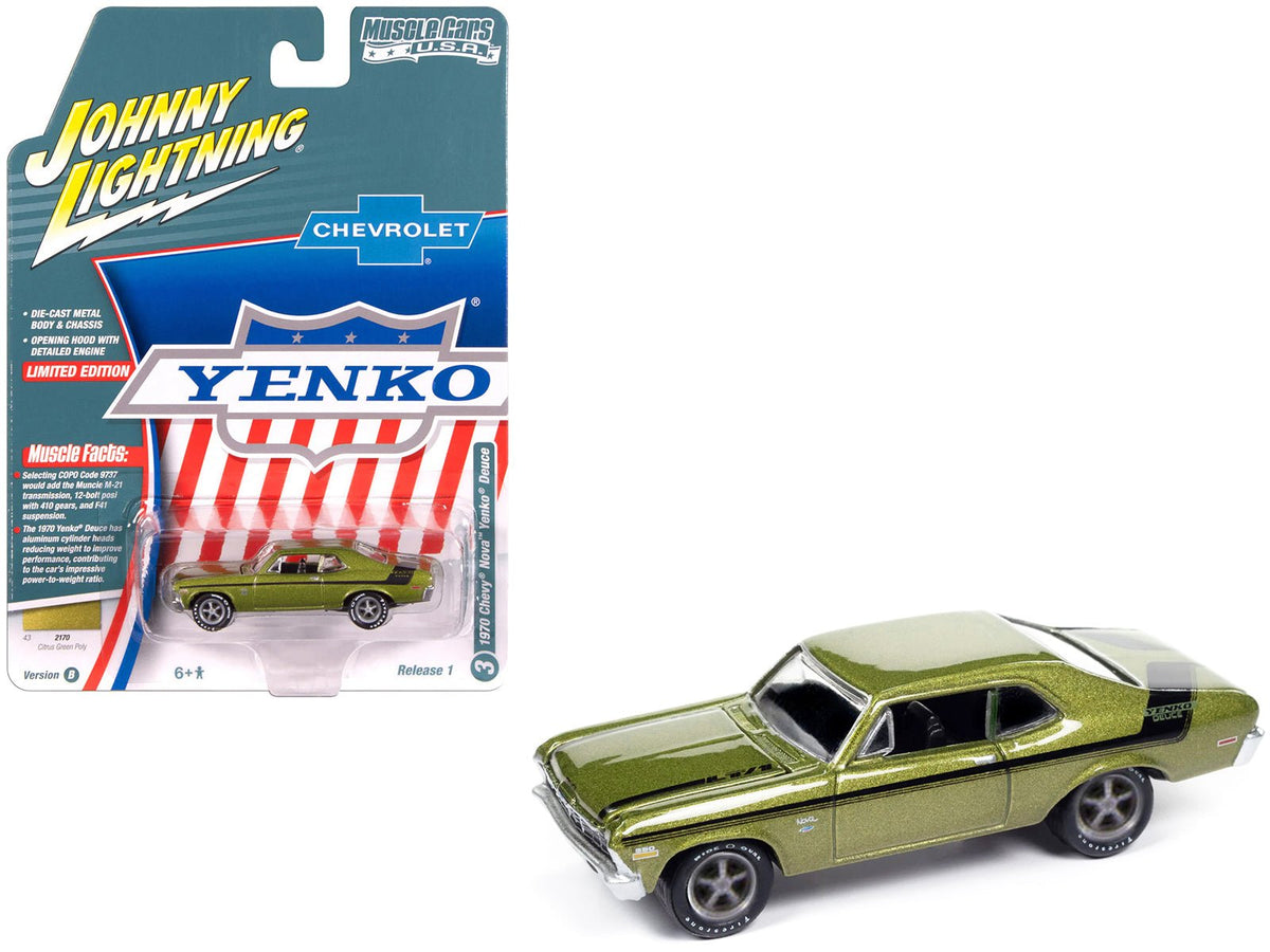 Rapid Vehicles 1970 Chevrolet Nova Yenko Deuce Citrus Green Metallic with Black Stripes "Muscle...