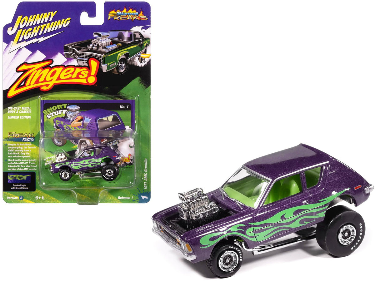 Rapid Vehicles 1971 AMC Gremlin Passion Purple Metallic with Green Flames and Interior "Zingers!"...