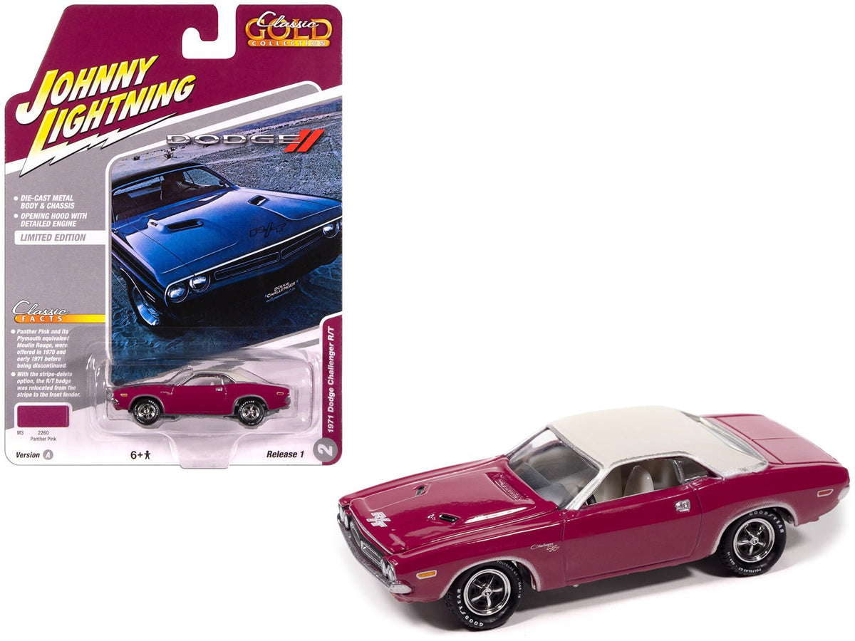 Rapid Vehicles 1971 Dodge Challenger R/T Panther Pink with White Top and Interior "Classic Gold...