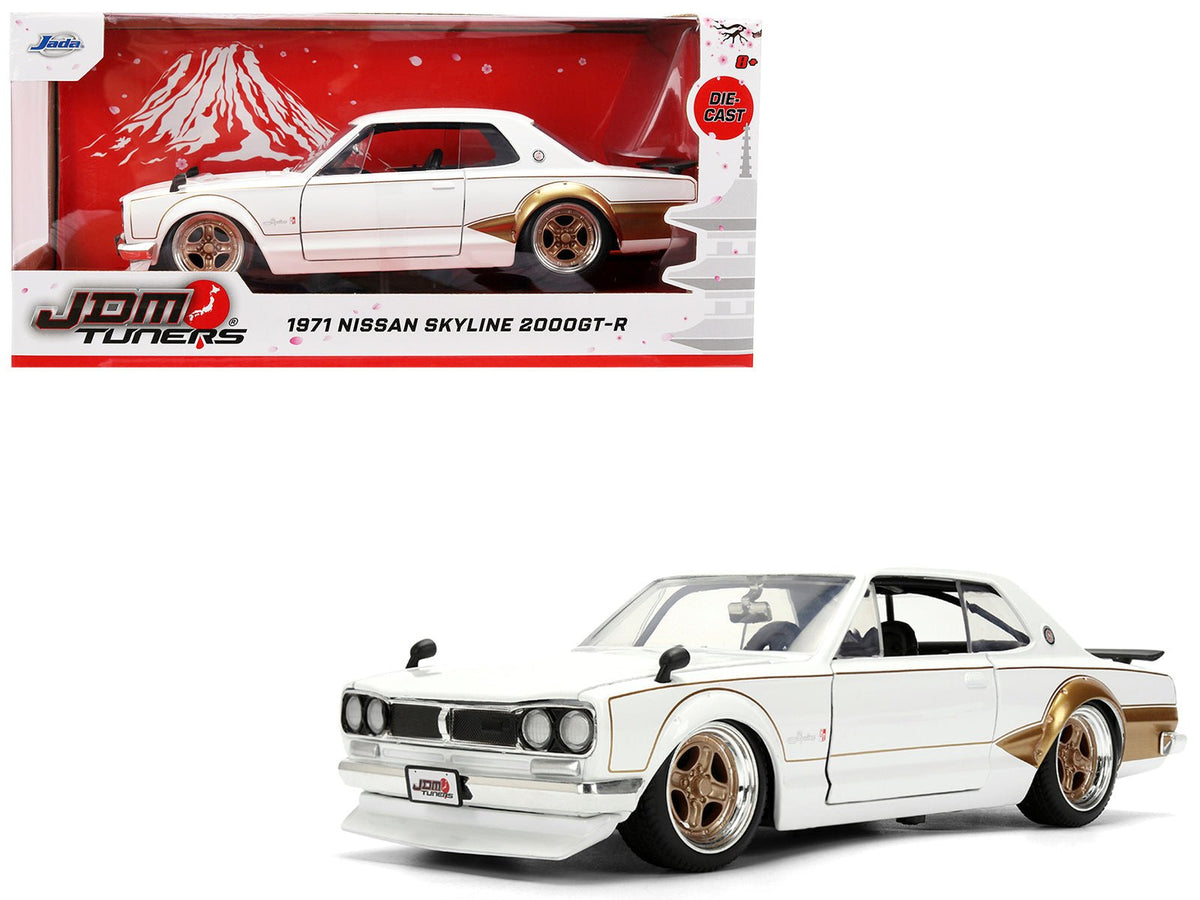Rapid Vehicles 1971 Nissan Skyline 2000GT-R RHD (Right Hand Drive) White with Gold Graphics "JDM...