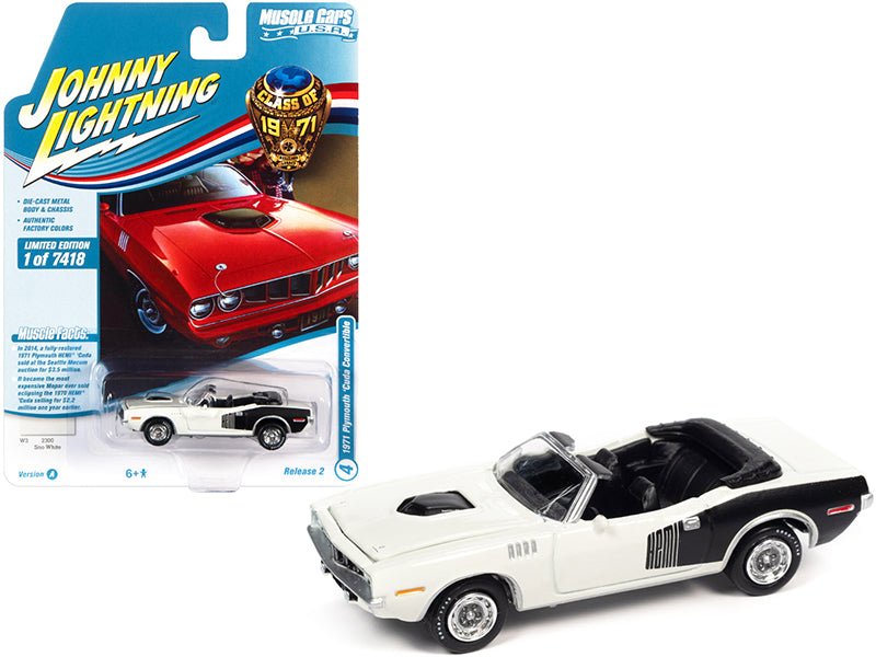 Rapid Vehicles 1971 Plymouth Barracuda Convertible Sno White with Black Hemi Side Billboards...