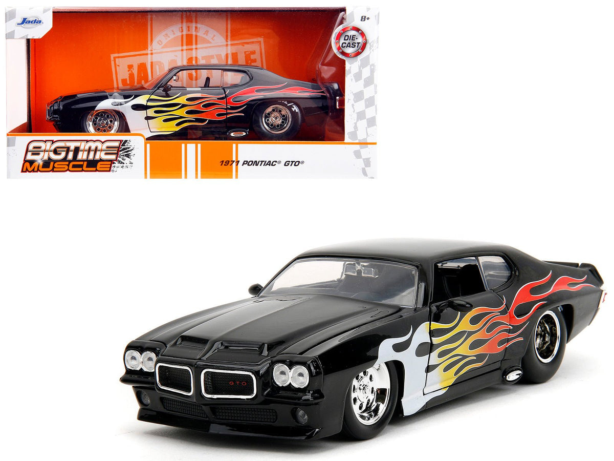 Rapid Vehicles 1971 Pontiac GTO Black with Flame Graphics "Bigtime Muscle" Series 1/24 Diecast...