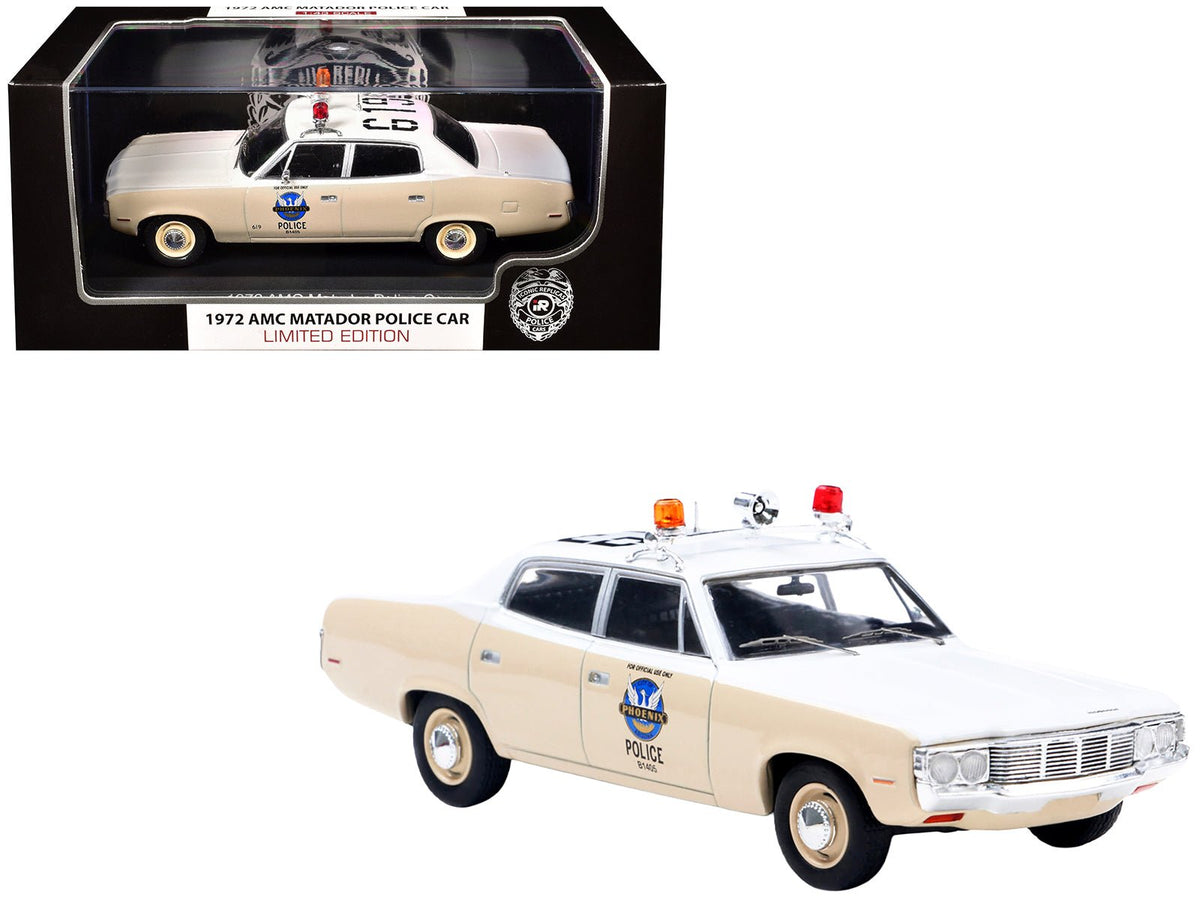 Rapid Vehicles 1972 AMC Matador Police Car "Phoenix Police Department" White and Beige 1/43...